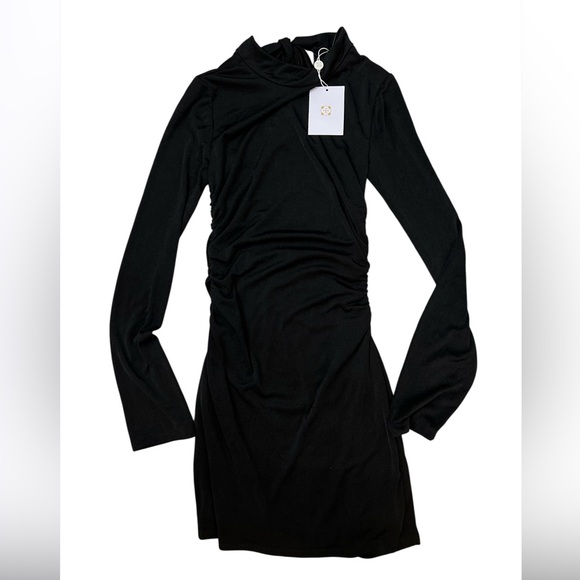 WAYF Vivi Tie Back Long Sleeve Black Minidress XS - Picture 3 of 6